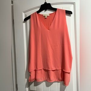 Michael Kors coral flowy dressy top tank shirt L large